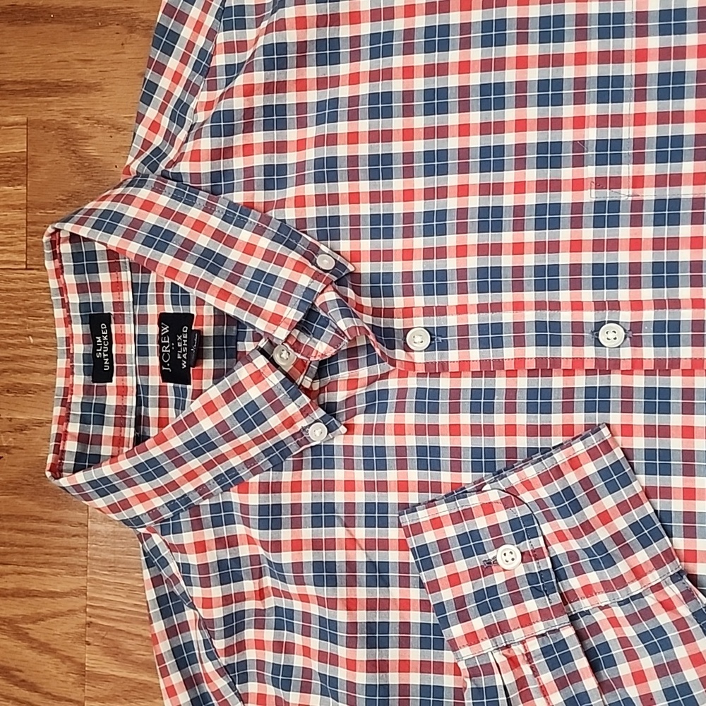 J. crew flex washed lg slim unturned shirt